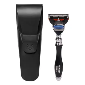 Forest Hill Stainless Steel Fusion 5 Replaceable 5 Blade Shaving Razor With Black Silicone Protective Sleeve