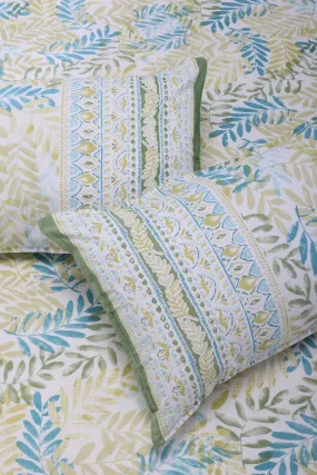 French Leaves Olive Cotton Bedsheet