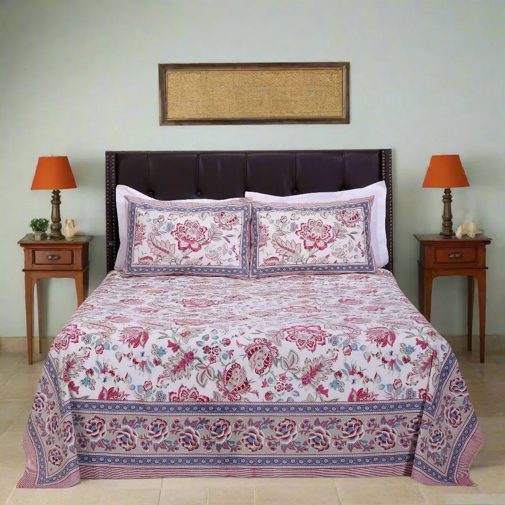 Gayatri Forest Turquoise Cotton Bedsheet