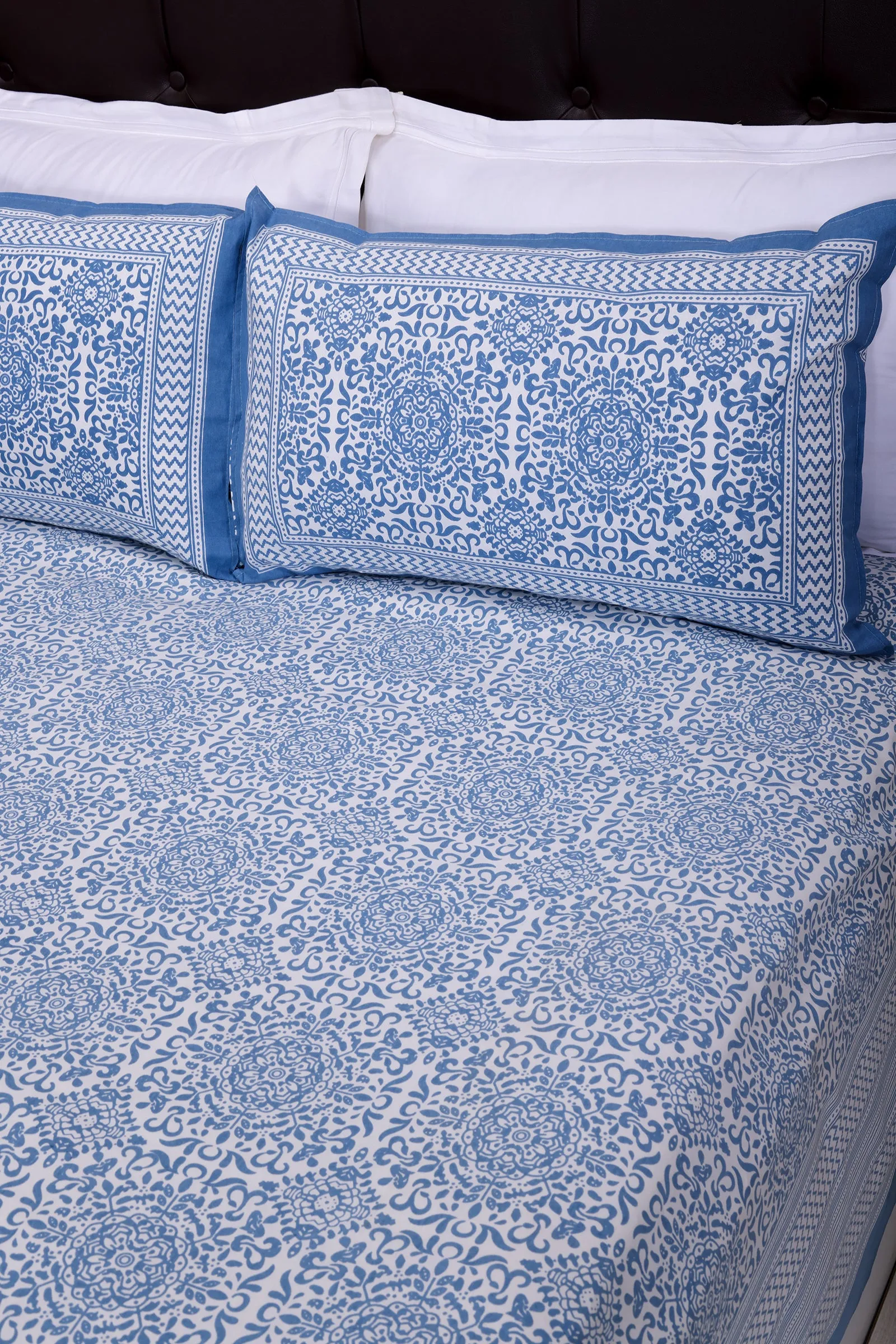 Gayatri Geo Artland Blue Cotton Bedsheet