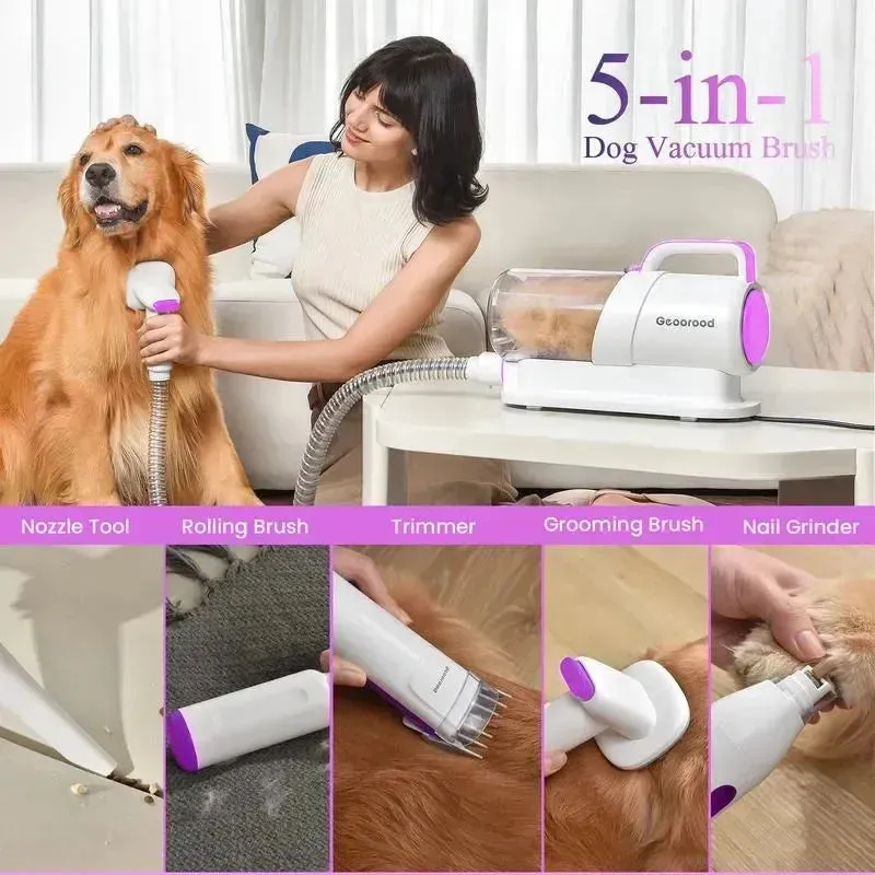 Geoorood Professional Pet Grooming Vacuum Kit for Long Hair Dogs & Cats