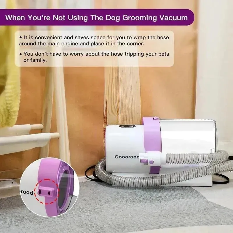 Geoorood Professional Pet Grooming Vacuum Kit for Long Hair Dogs & Cats