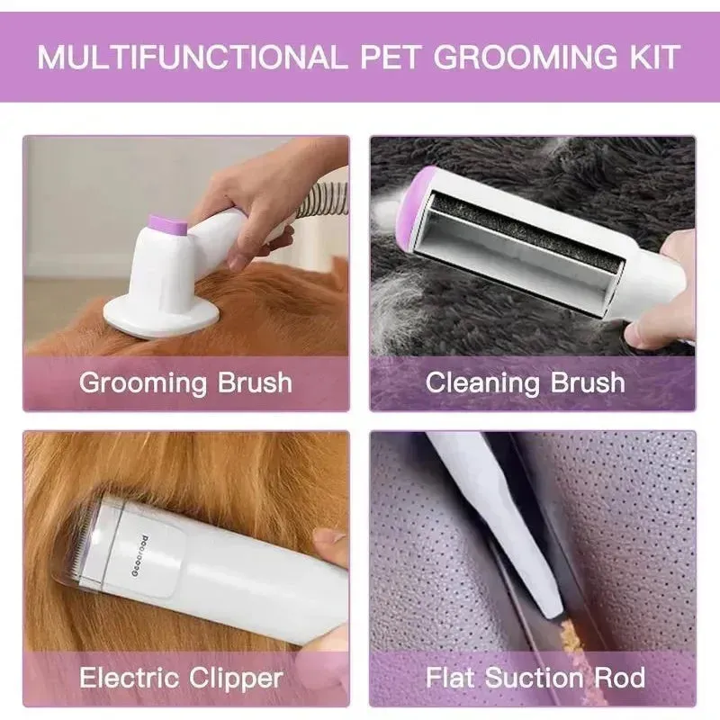 Geoorood Professional Pet Grooming Vacuum Kit for Long Hair Dogs & Cats