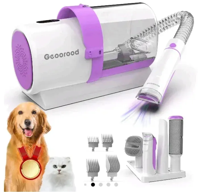 Geoorood Professional Pet Grooming Vacuum Kit for Long Hair Dogs & Cats