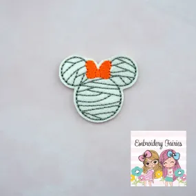 Girl Mouse Mummy Feltie File - Halloween Feltie - Mummy Feltie - Machine Embroidery Design - Feltie Designs - Feltie Pattern - Feltie File