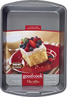 Goodcook 04010 Cake Pan, Oblong, 13 in OAL, Steel, Non-Stick: Yes, Dishwasher Safe: Yes :EA: QUANTITY: 1