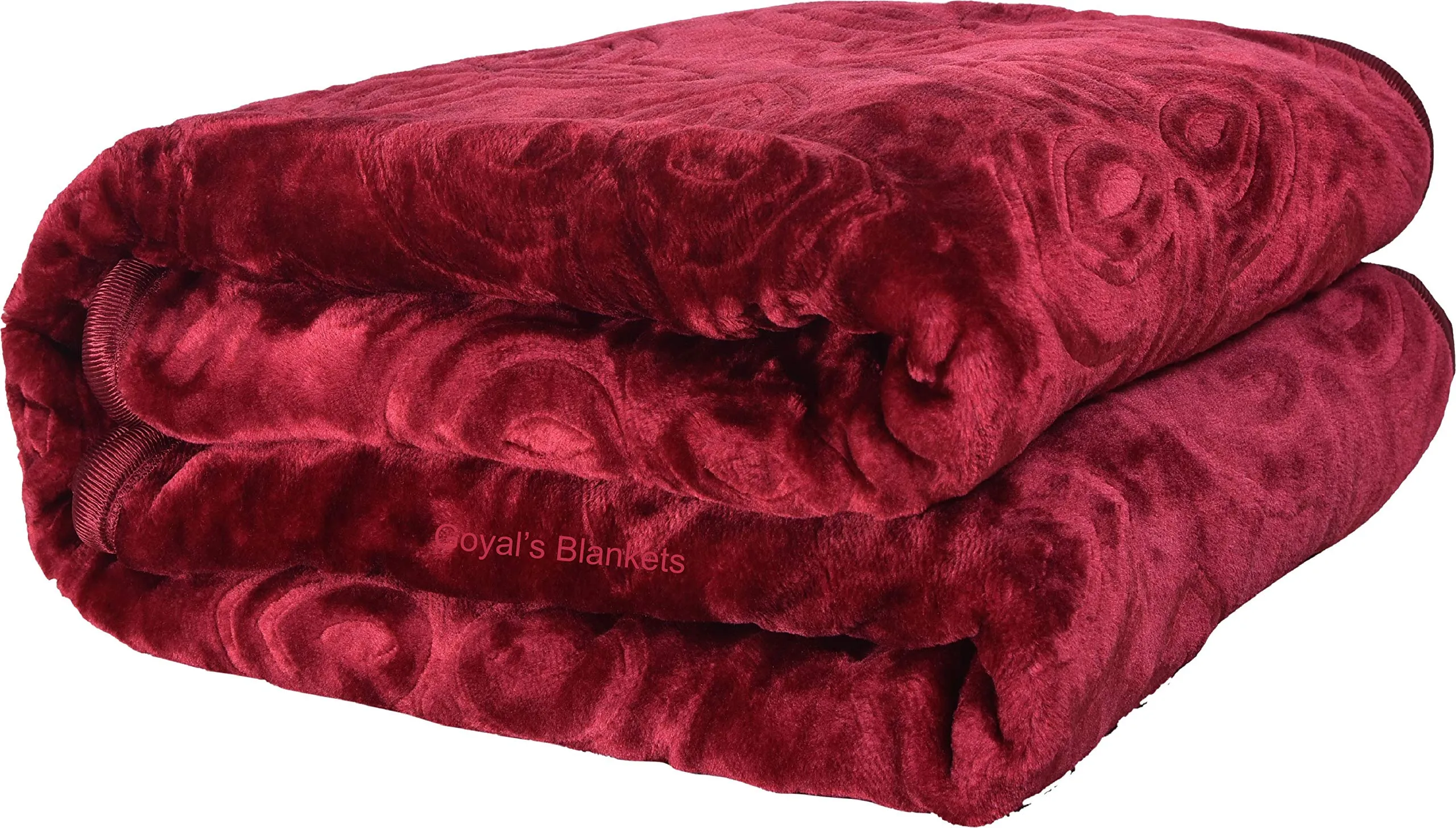 Goyal's ® Silky Soft Heavy Quality Mink Blanket Double Bed - Set of 2 (Maroon & Brown)