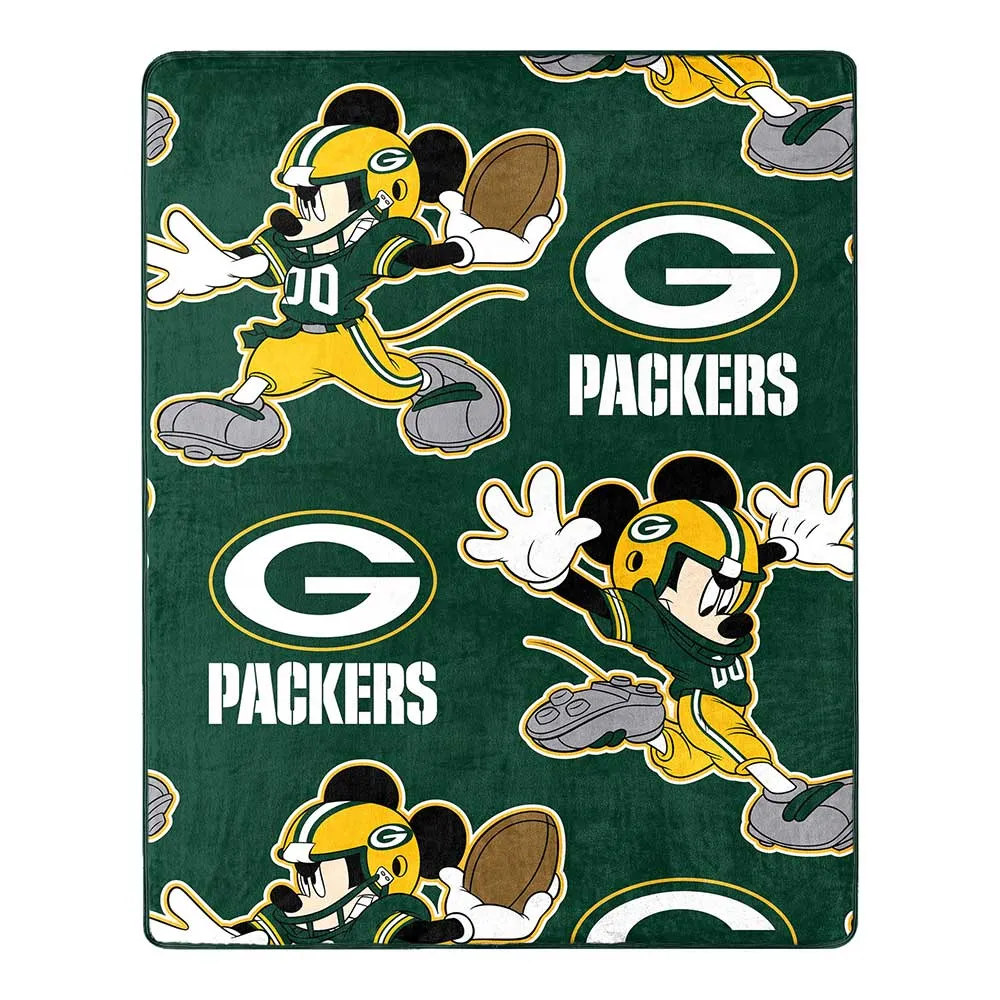 Green Bay Packers Mickey Character Hugger Pillow & Silk Touch Throw Set