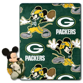 Green Bay Packers Mickey Character Hugger Pillow & Silk Touch Throw Set