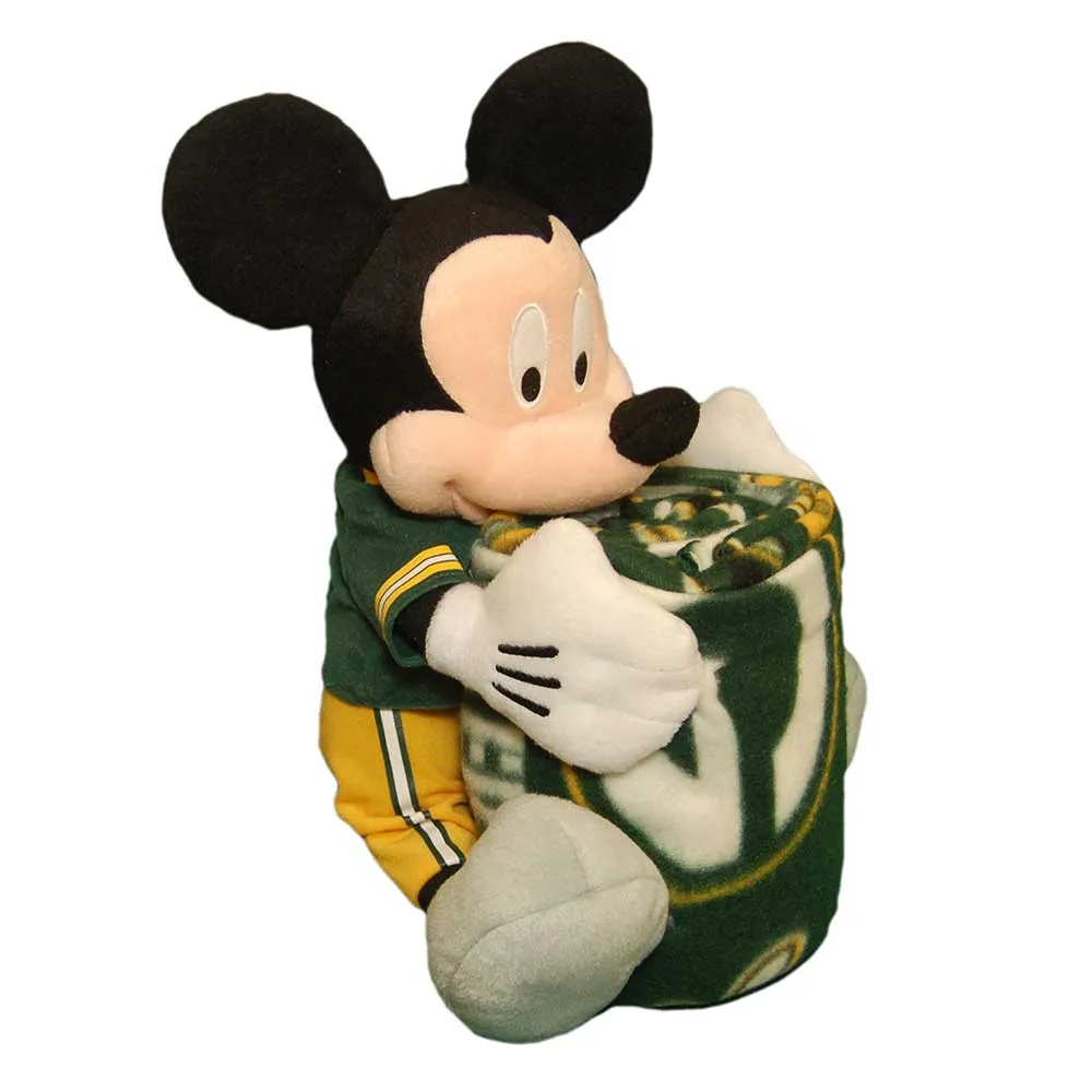 Green Bay Packers Mickey Character Hugger Pillow & Silk Touch Throw Set