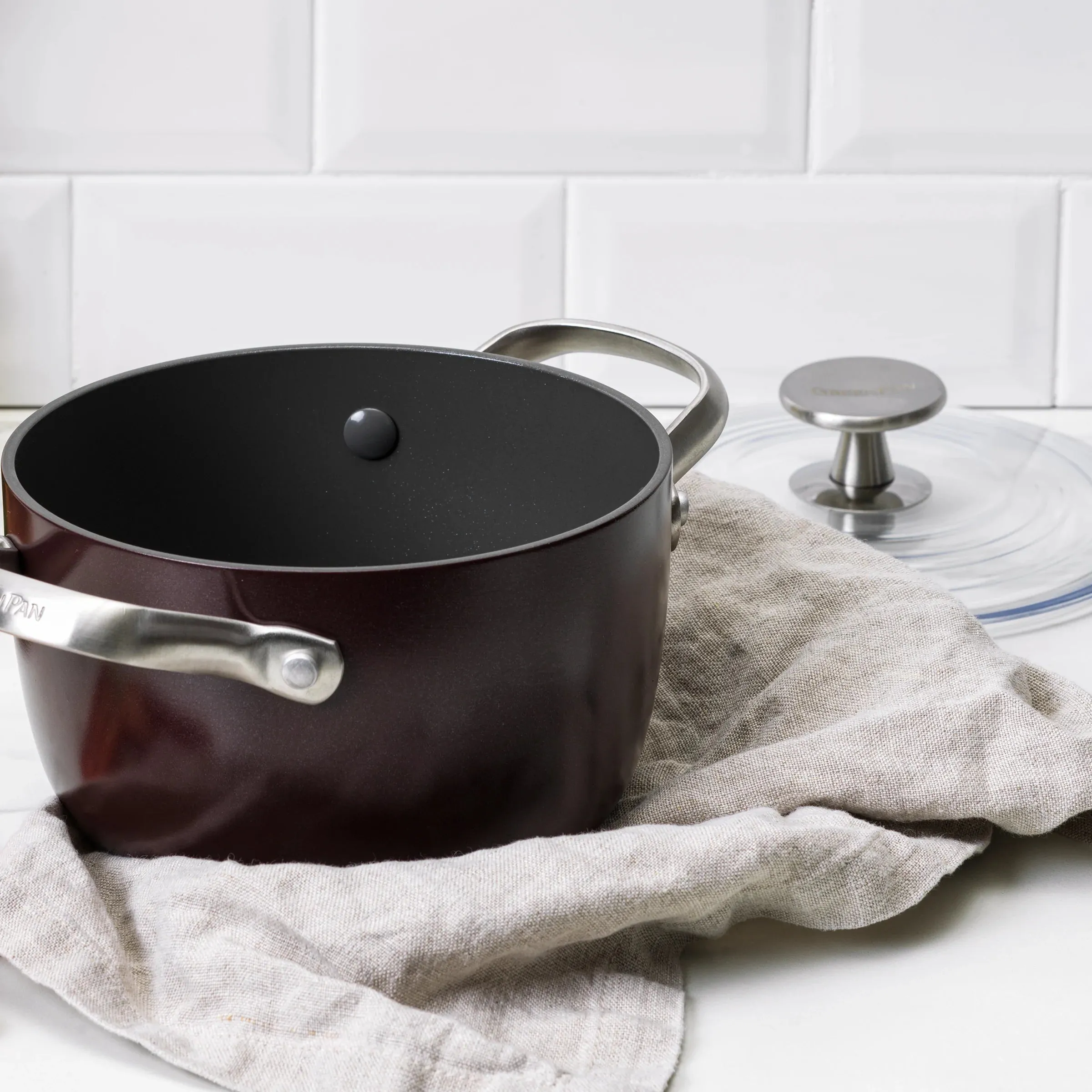 GREENPAN 2-QUART RICE AND GRAINS COOKER - MERLOT