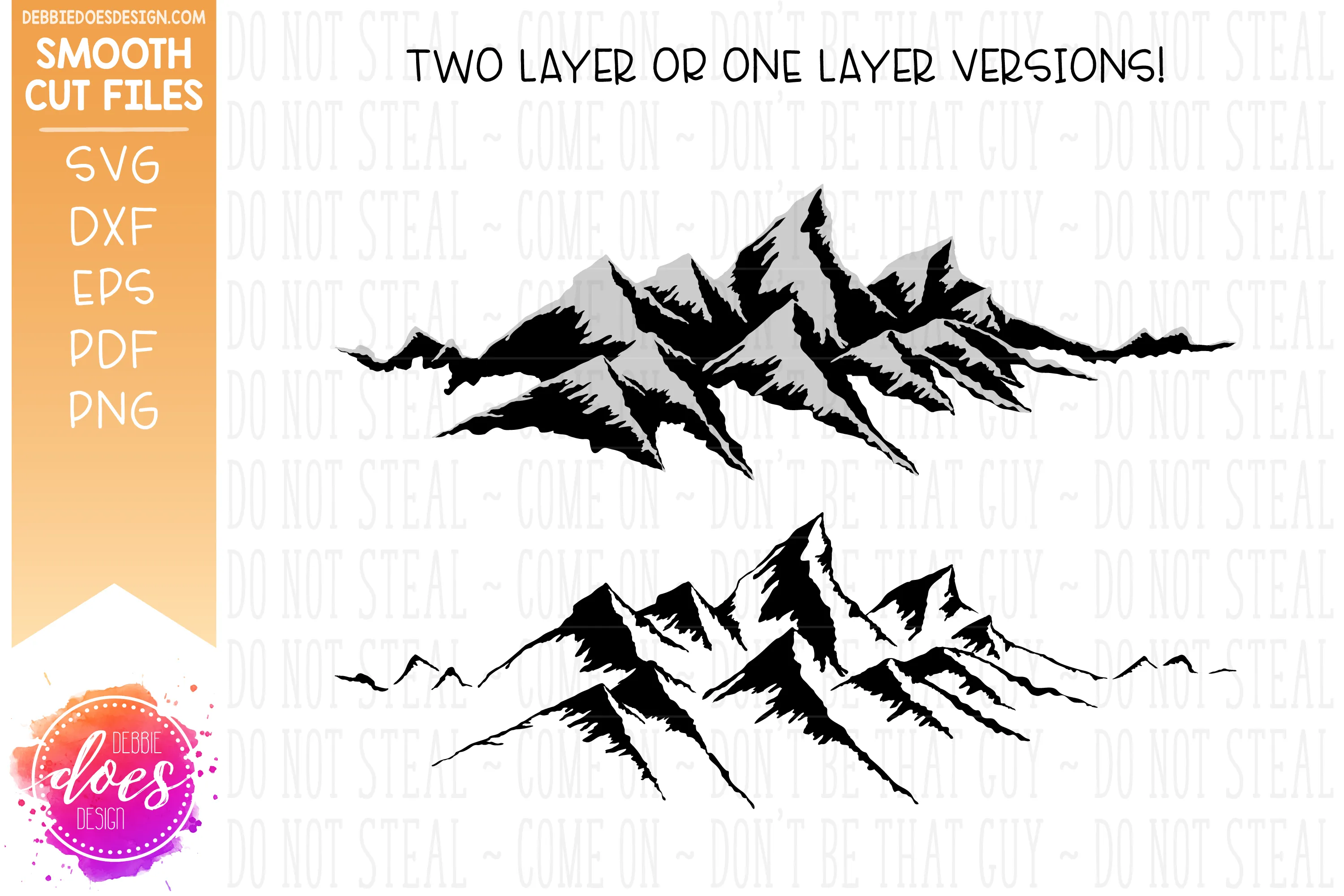 Hand Drawn Grand Teton Mountains Silhouette - SVG File