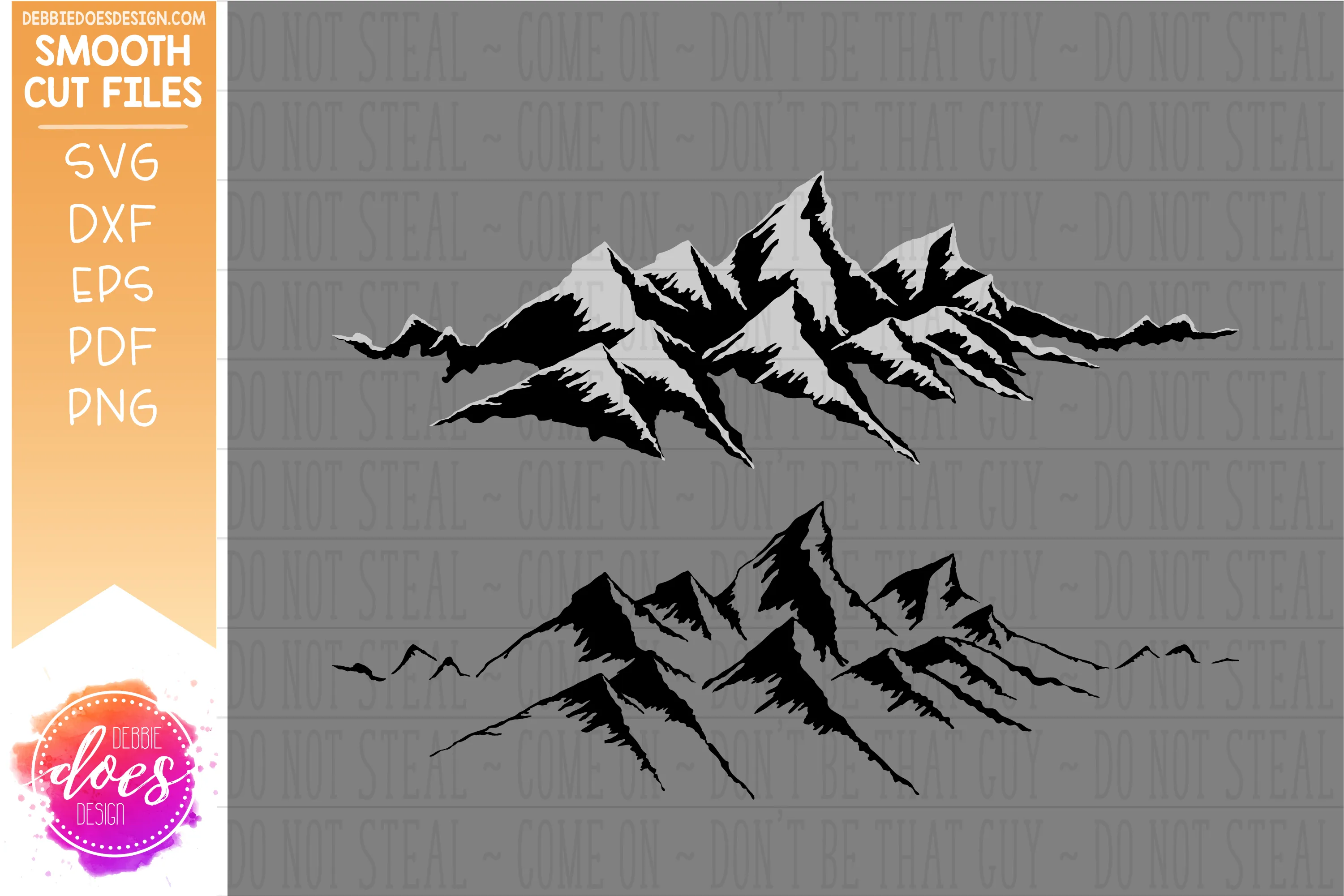 Hand Drawn Grand Teton Mountains Silhouette - SVG File