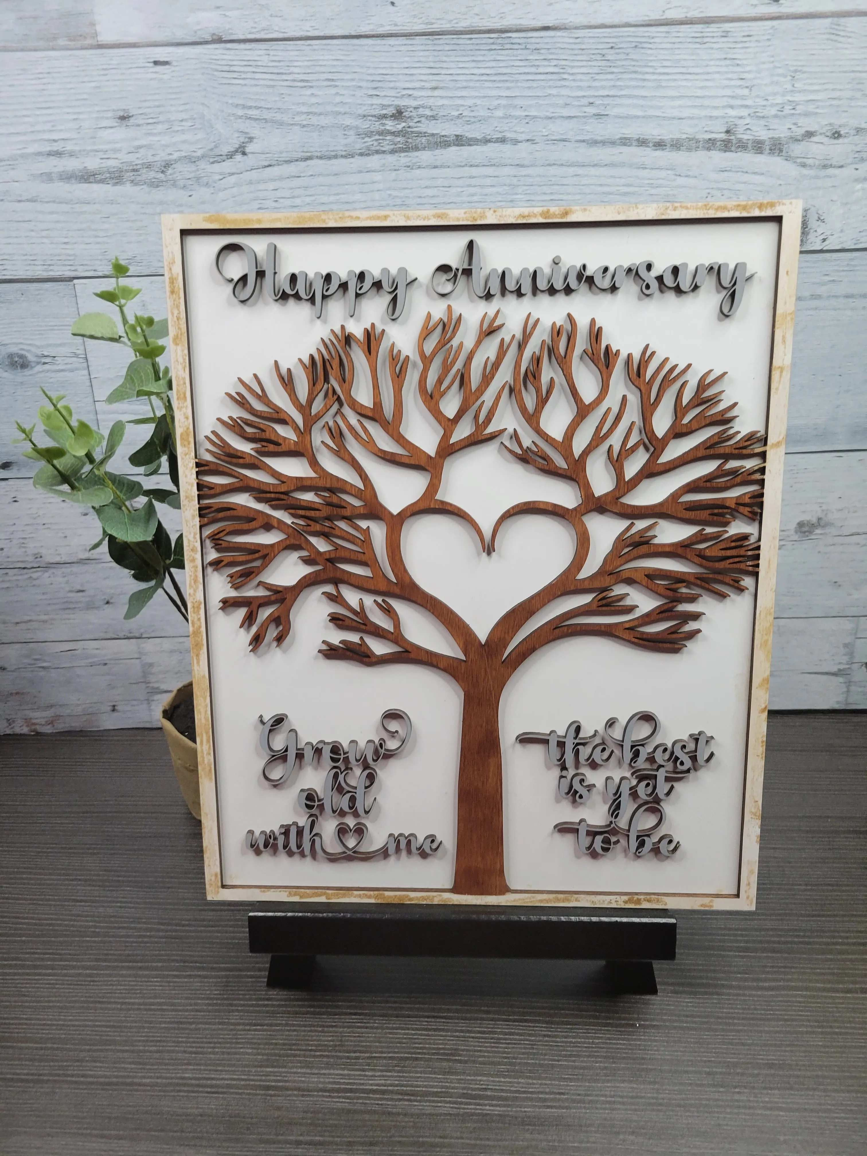 Happy Anniversary Tree Grow Old with Me SVG Laser Ready File