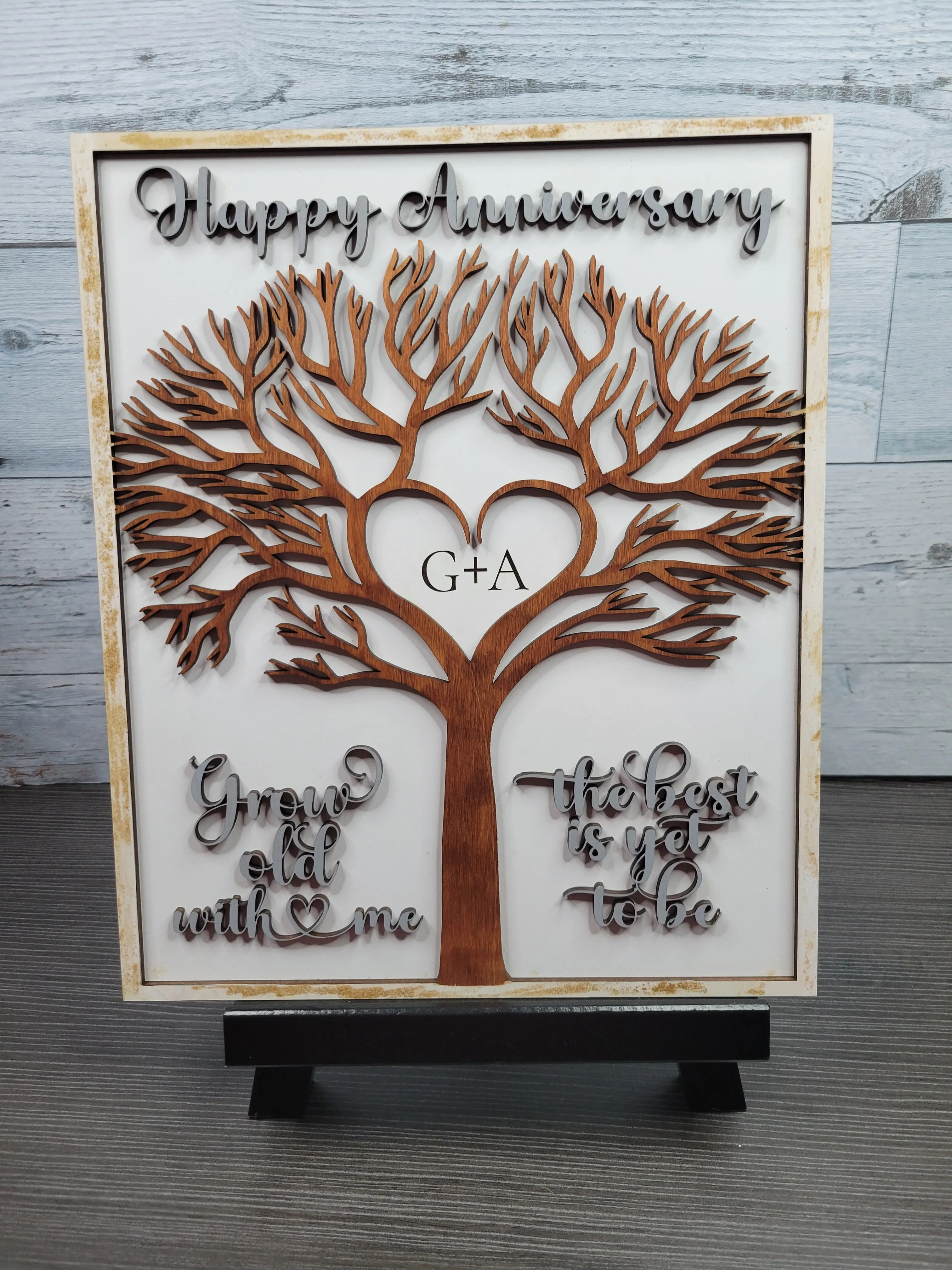 Happy Anniversary Tree Grow Old with Me SVG Laser Ready File