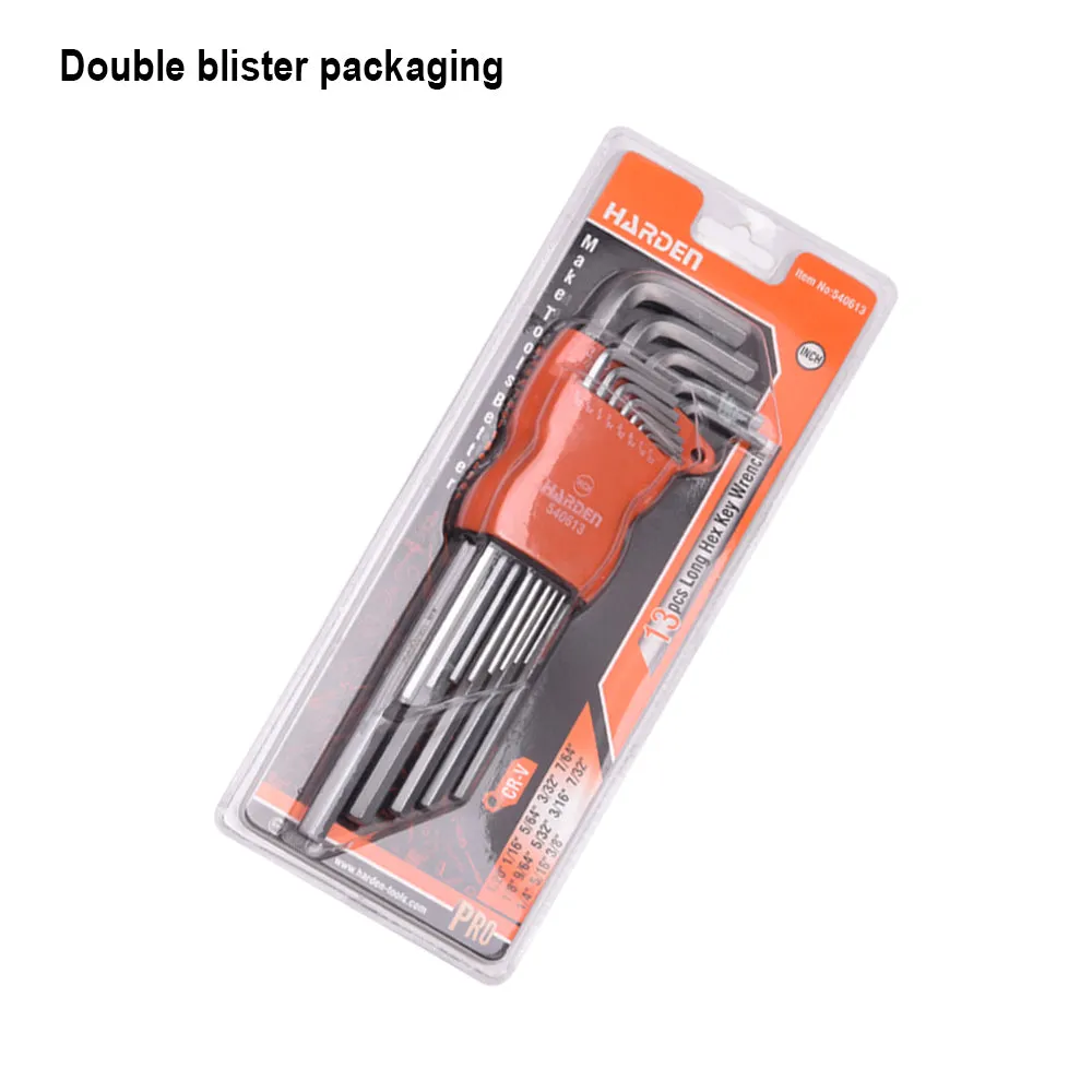 Harden 13Pcs Inch Long Hex Key Wrench 13pc