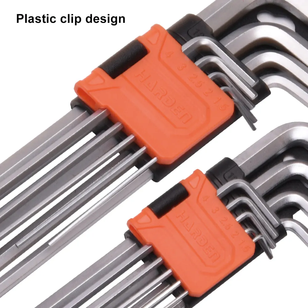 Harden 9Pcs Long Hex Key Wrench Size 1.5 - 10mm