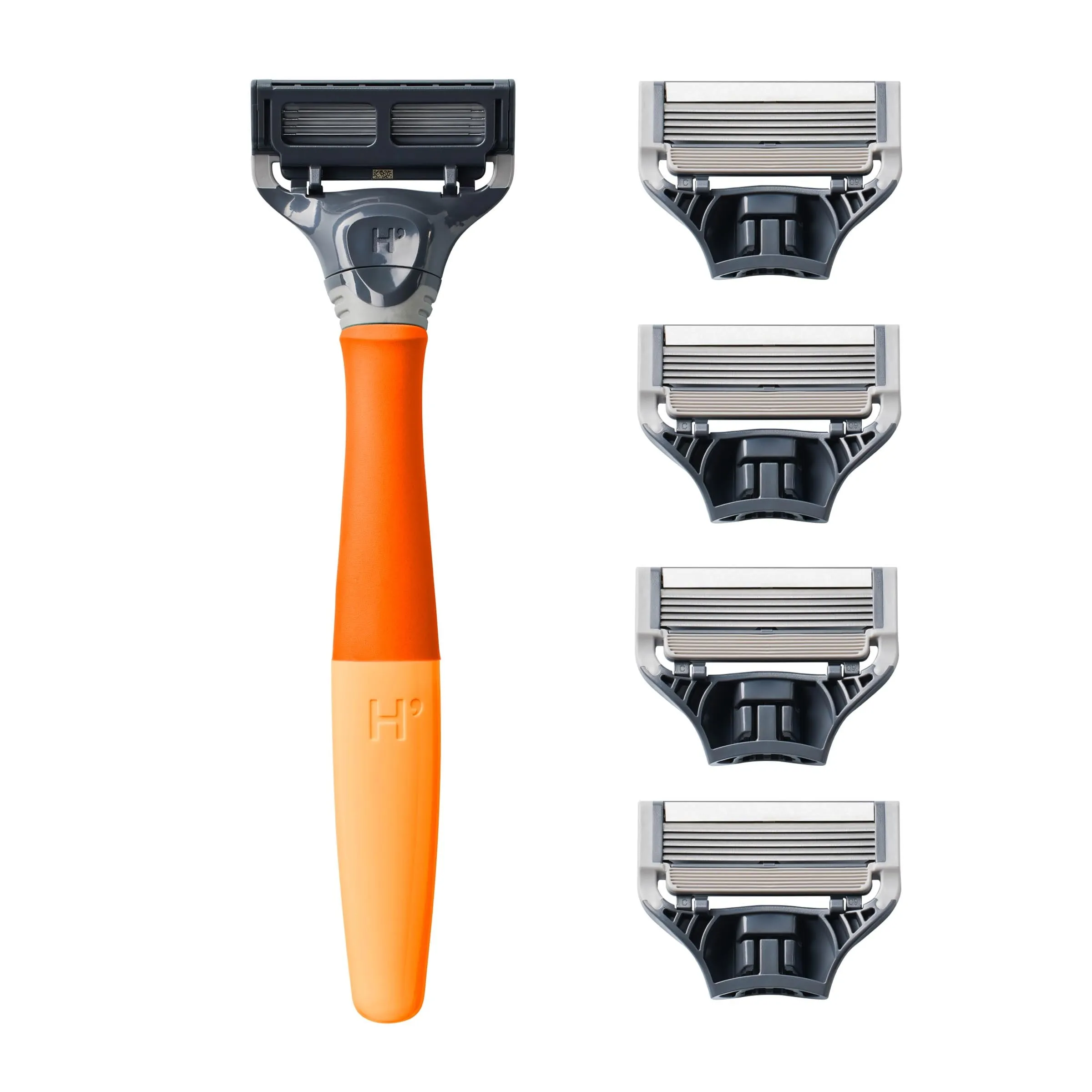 Harry's Men's Razor Value Pack: 1 Ember Orange Razor Handle   5 Razor Blade Cartridges