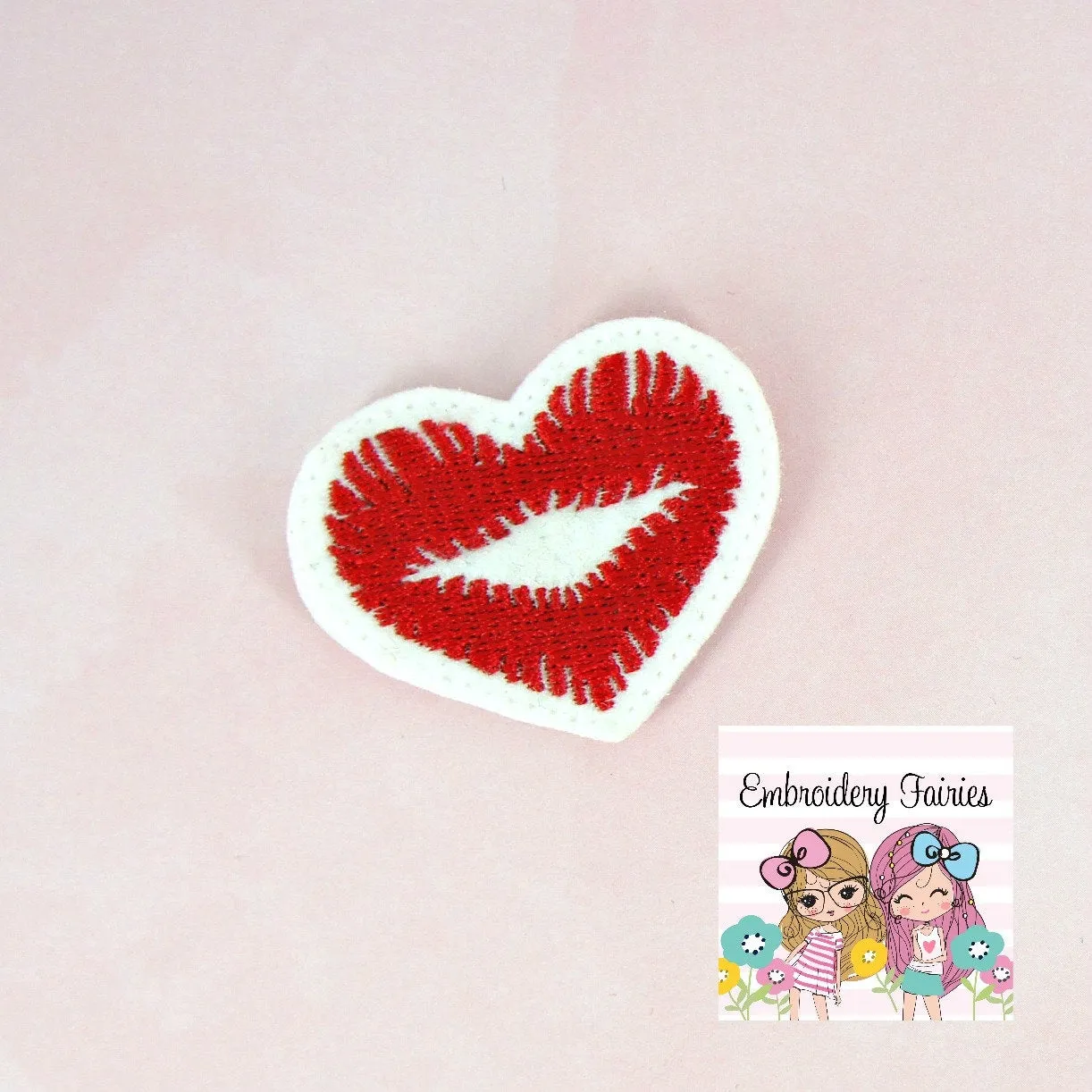 Heart Lips Feltie File - Heart Embroidery File - ITH Embroidery File - Planner Clip Embroidery File - Machine Embroidery Design