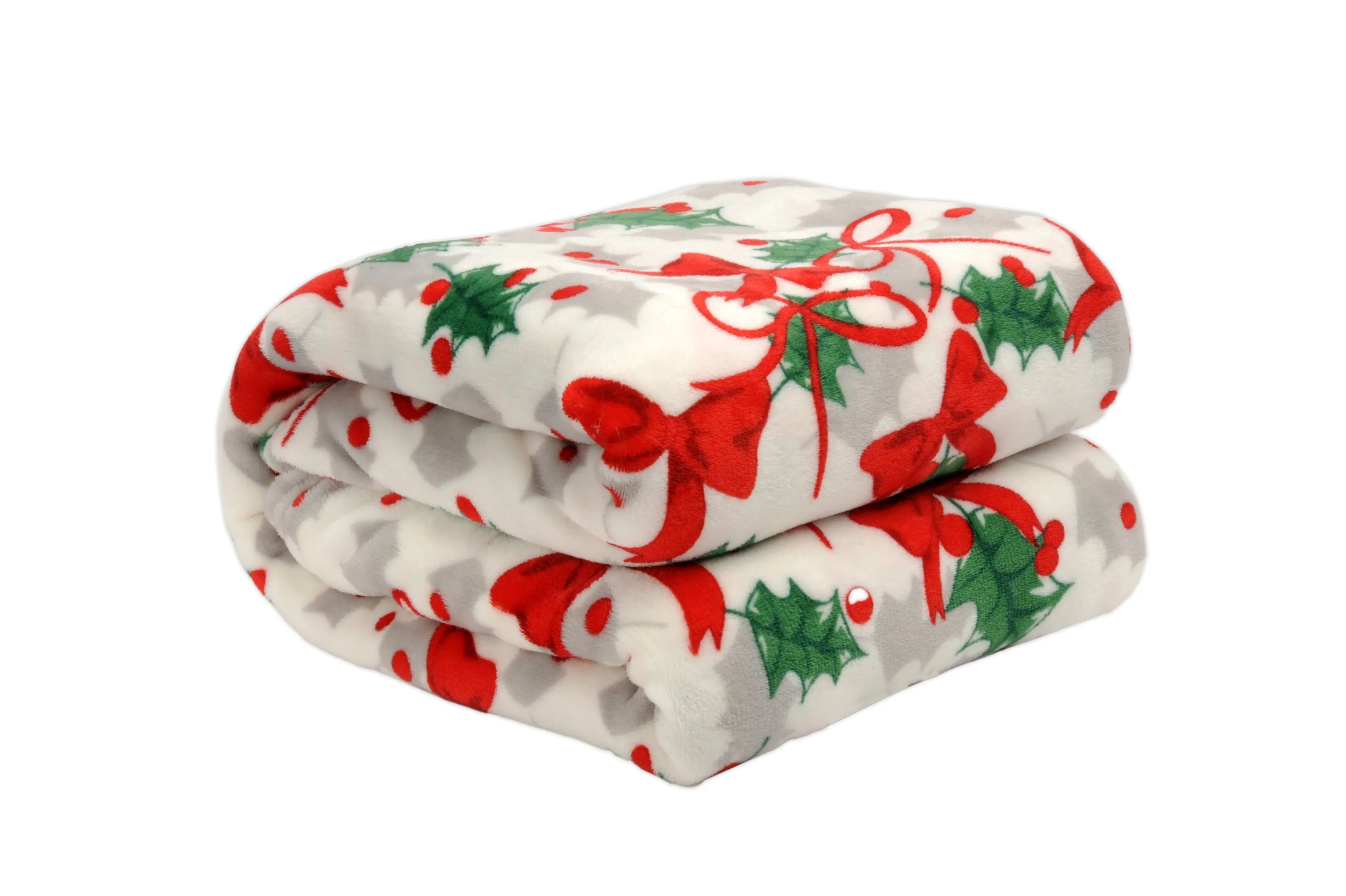 Holiday Print Plush Flannel Throw Blanket