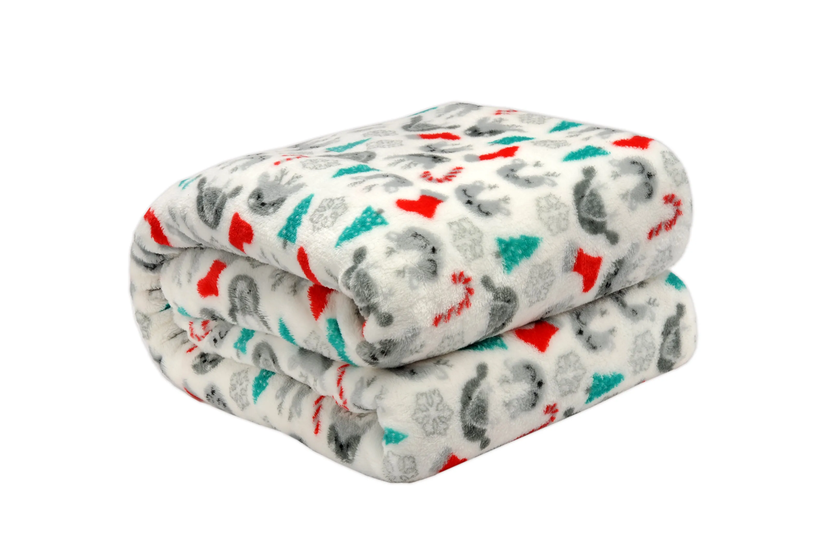 Holiday Print Plush Flannel Throw Blanket