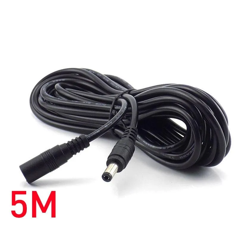 Hot Sale 1m 2m 3m 5M 10M DC connector Power Plug with extension wire 5.5 X 2.1 mm DC female & Male Jack adapter