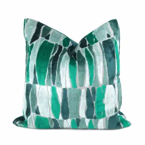 Kieran Abstract Green Velvet Pillow Cover