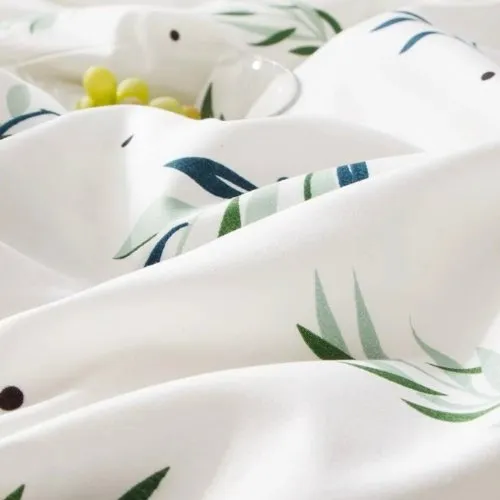 King size Bedding Set without filler 6 pieces, Small Green leaves design