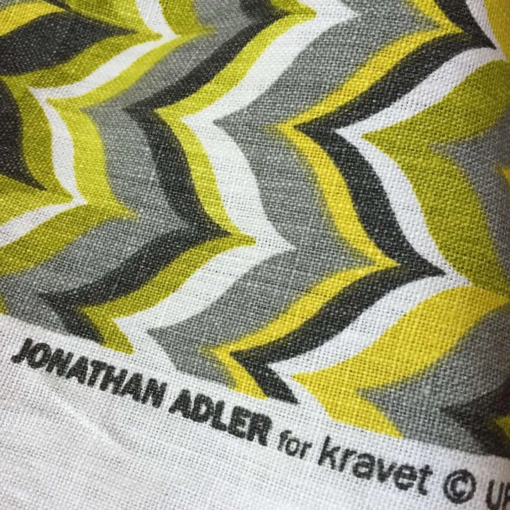 Kravet Jonathan Adler Wabash Laurel Chevron Stripe Gray White Yellow Linen Pillow Cushion Cover