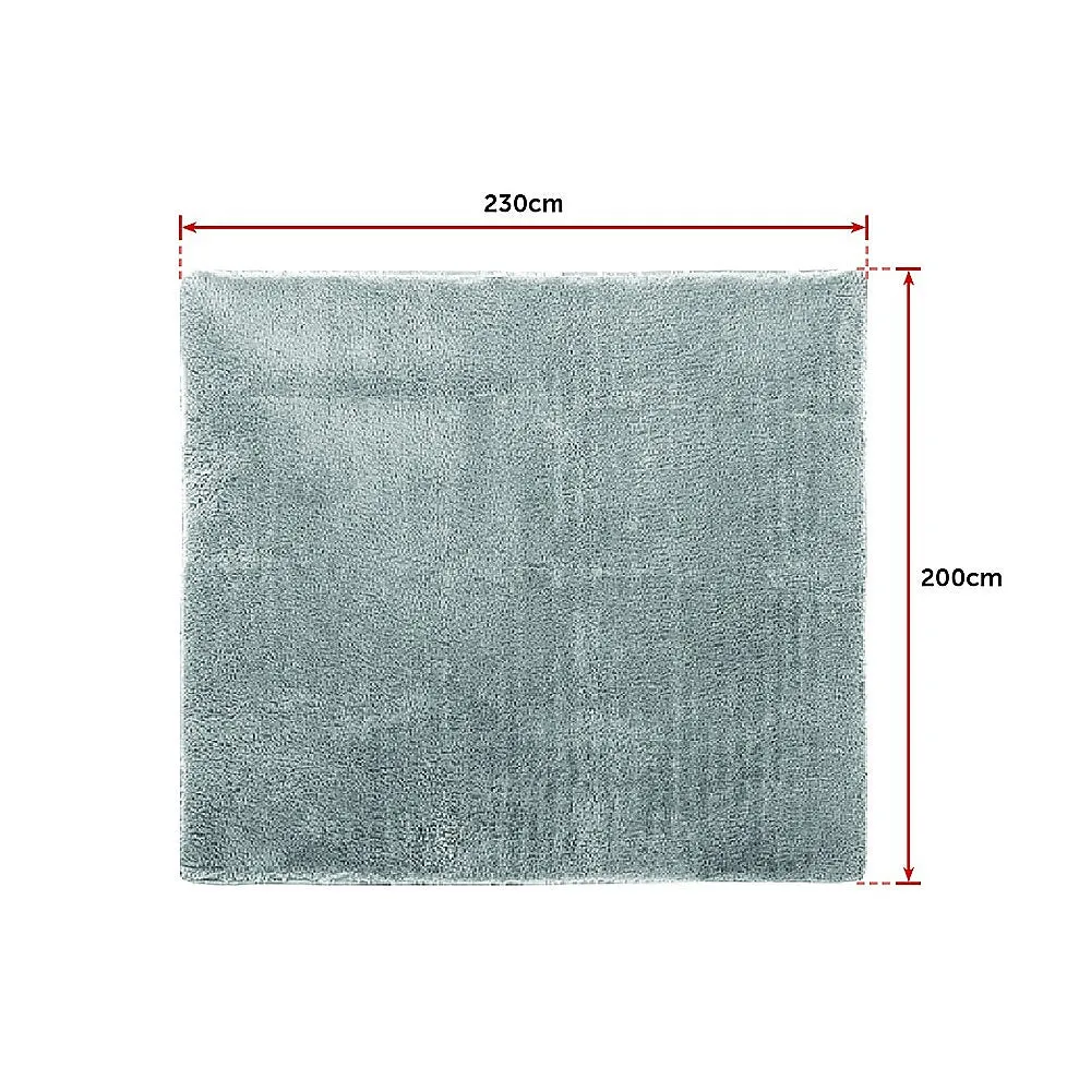 Large 230x200cm Grey Shaggy Rug, Non-Slip, Easy Clean, Polyester