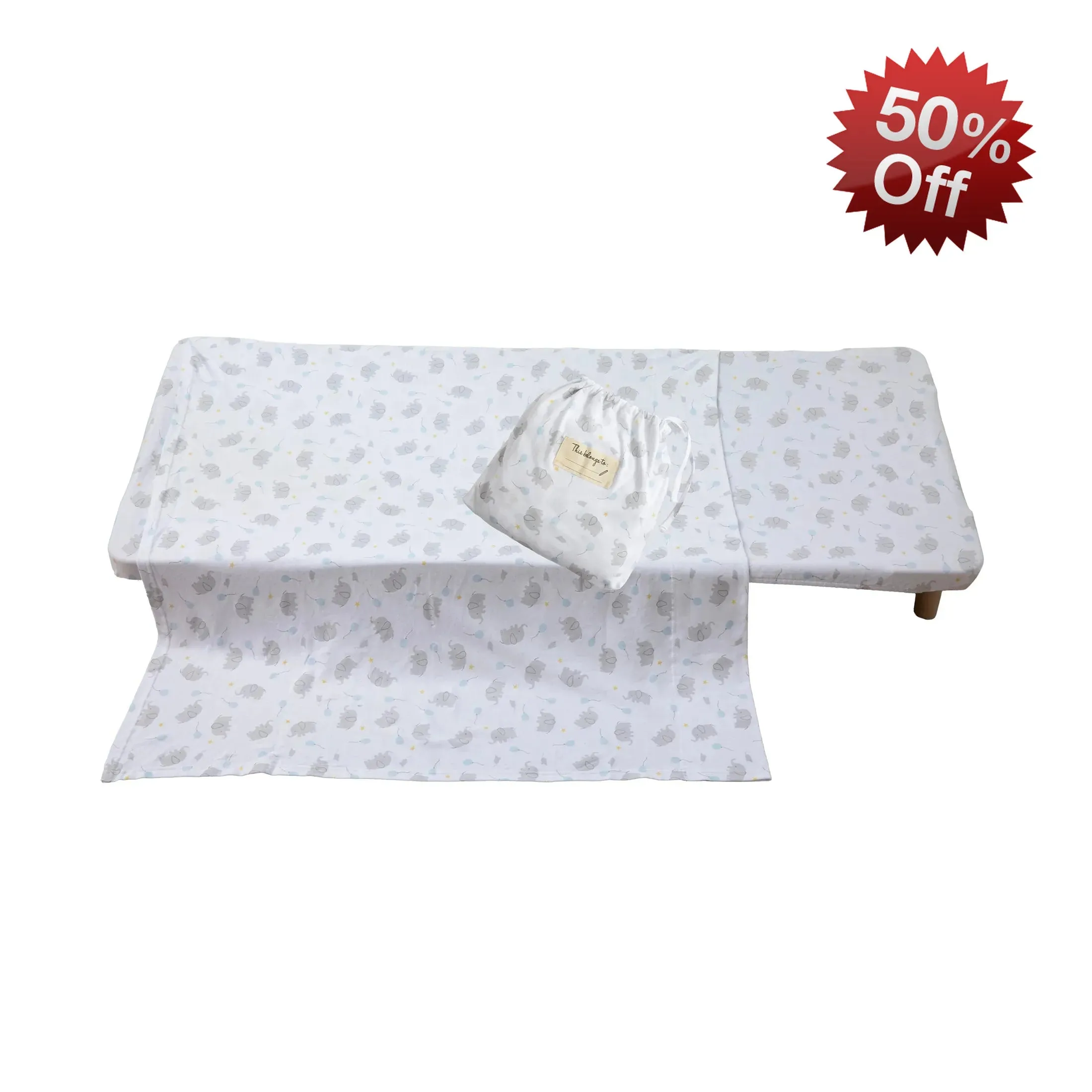 Living Textiles | Childcare Stacking Bed Sheet Set - Mason Elephant