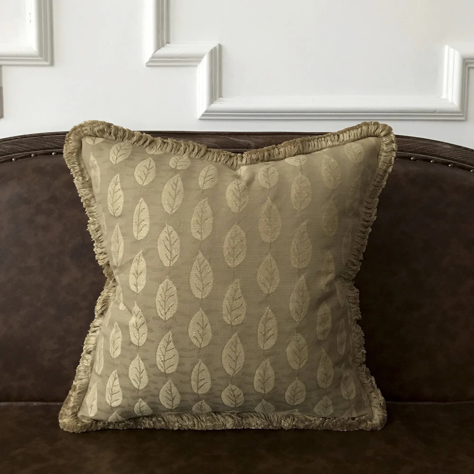 Lodge Decor Tan Leaf Botanical Throw Pillow Cover 18x18