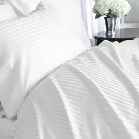 Luxury 1000 TC 100% Egyptian Cotton Queen Sheet Set Striped In White