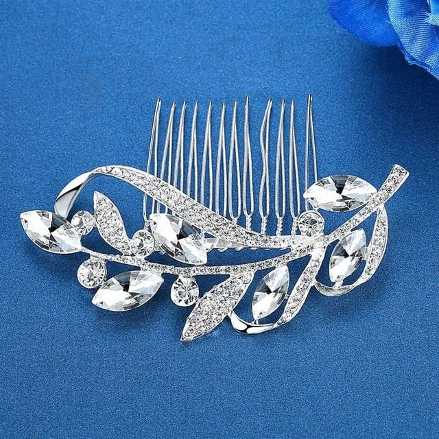 Luxury Handmade Rhinestone Bridal or Quinceañera Hair Combs/Pins Crystal Flower Pearls Wedding Bride Hair Jewelry Accessories Hair Ornaments