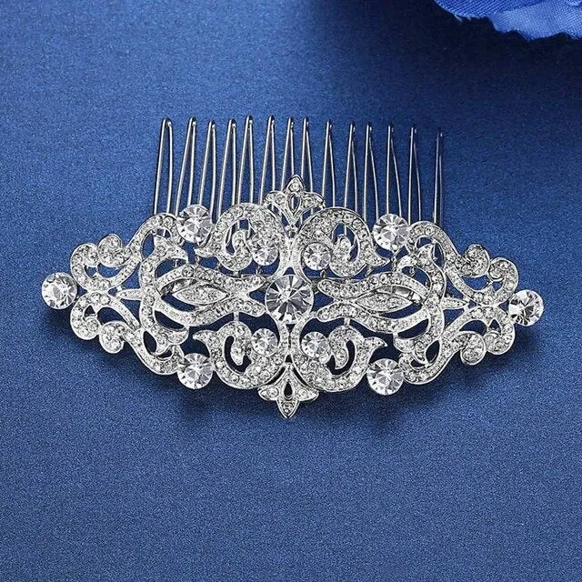 Luxury Handmade Rhinestone Bridal or Quinceañera Hair Combs/Pins Crystal Flower Pearls Wedding Bride Hair Jewelry Accessories Hair Ornaments