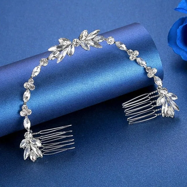 Luxury Handmade Rhinestone Bridal or Quinceañera Hair Combs/Pins Crystal Flower Pearls Wedding Bride Hair Jewelry Accessories Hair Ornaments