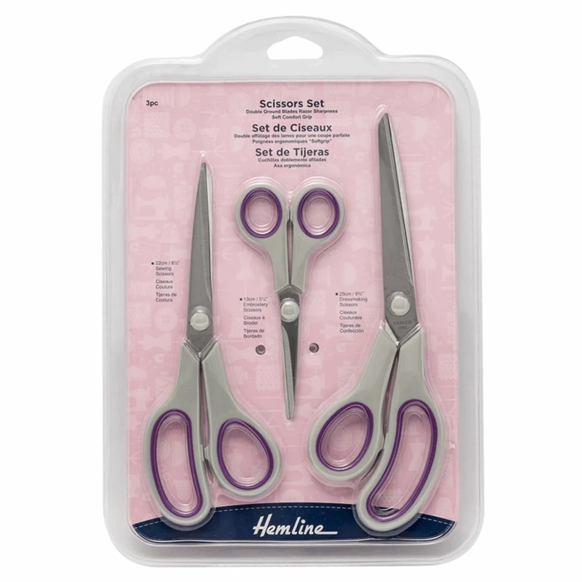 Luxury Set of 3 x Sewing Scissors - Heavy Duty for Dressmaking, Sewing and Embroidery