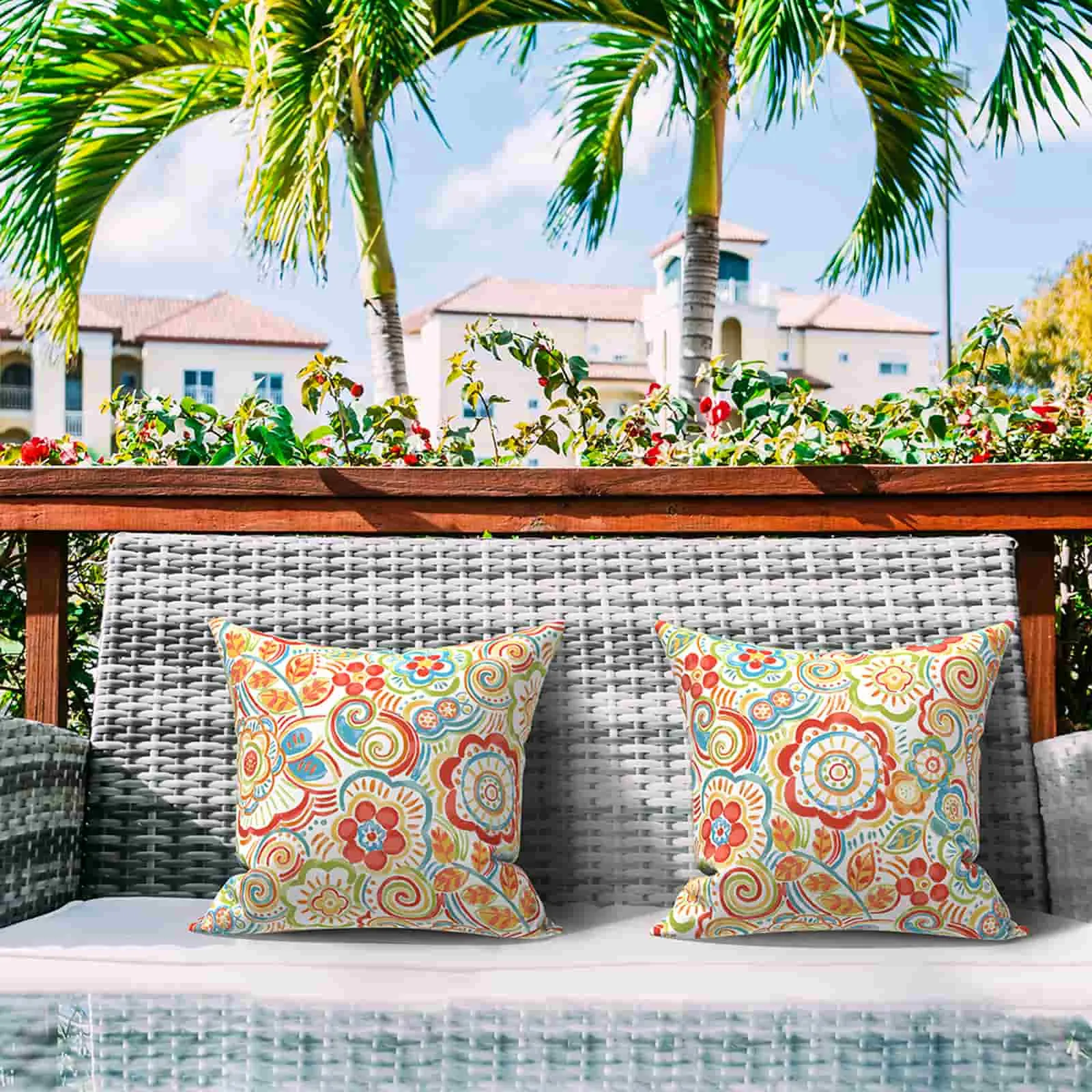 LVTXIII Outdoor Throw Pillow 18" x 18" Flower Multi (Pack of 2)