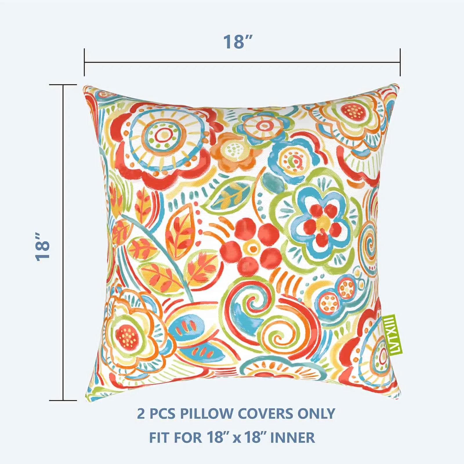 LVTXIII Outdoor Throw Pillow 18" x 18" Flower Multi (Pack of 2)