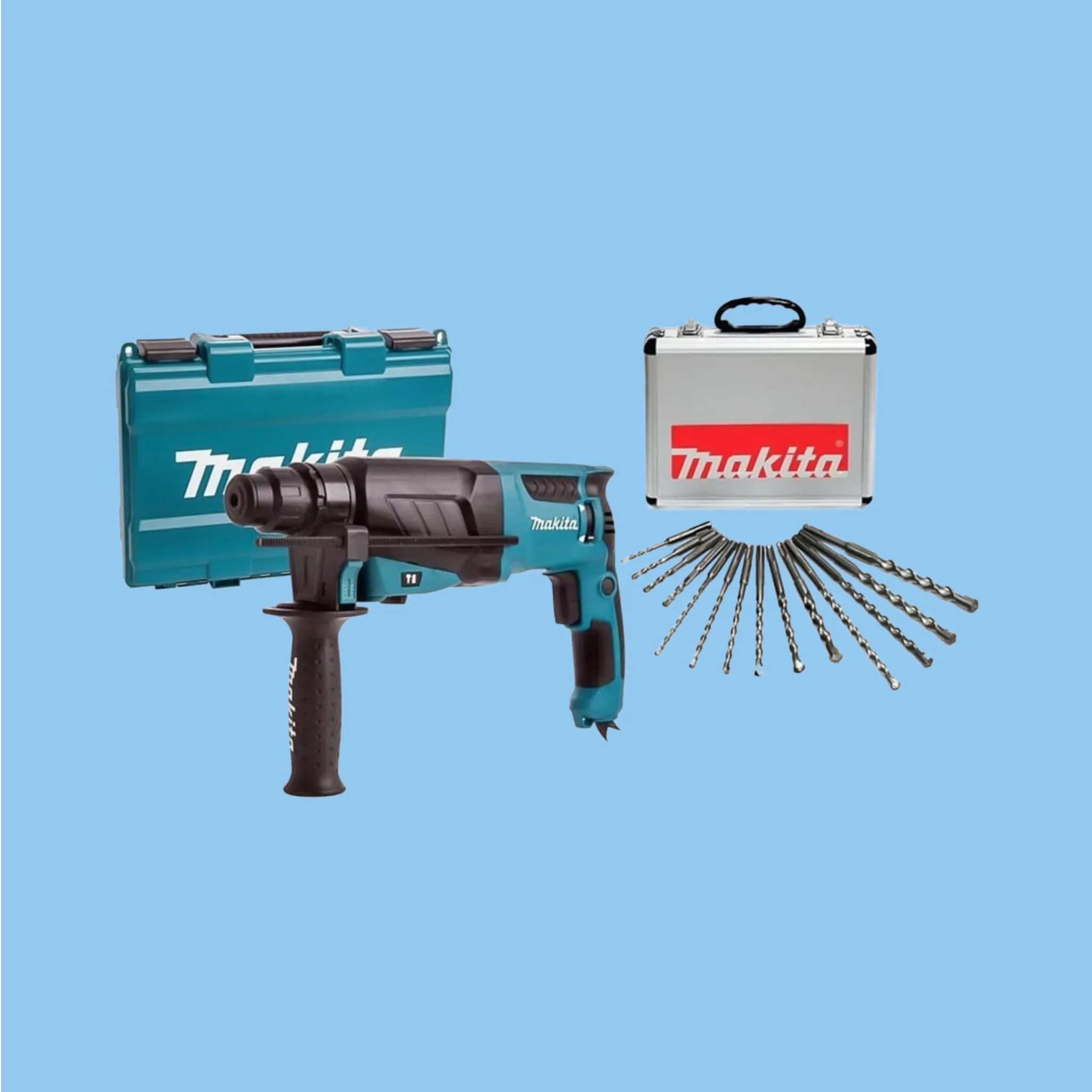 Makita Rotary Corded Hammer Drill, HR2630 Drill Bit Set