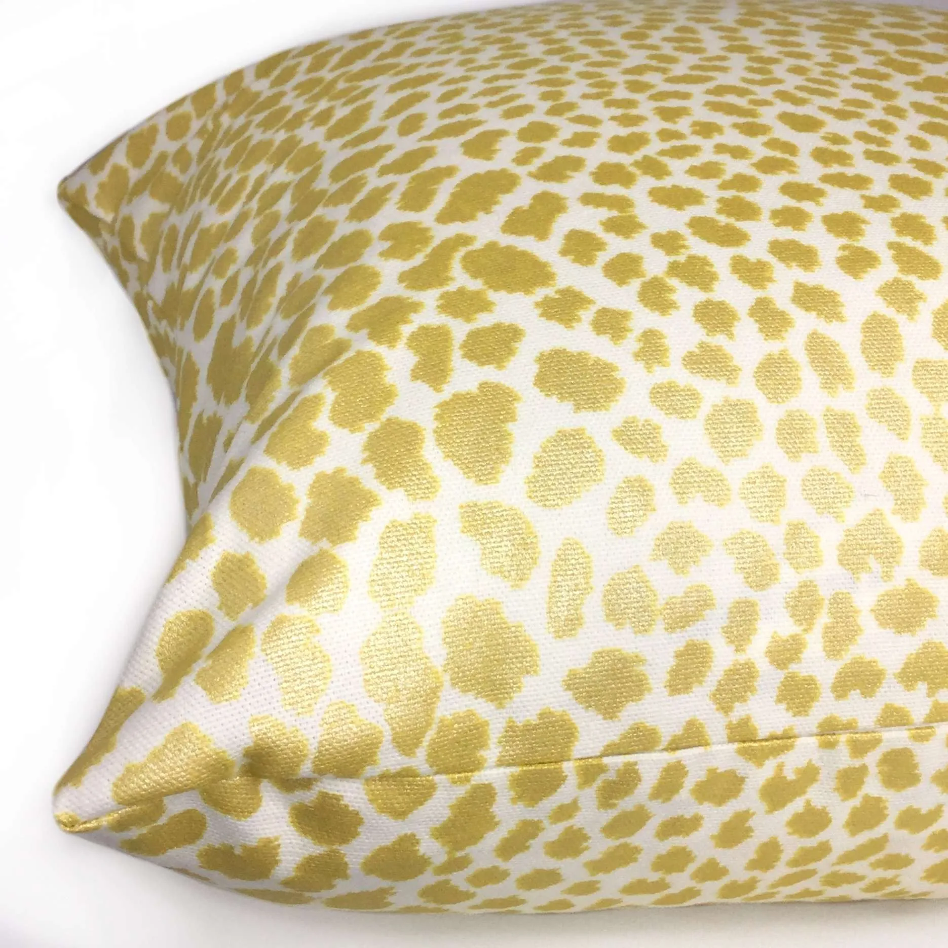 Metallic Gold Cream Leopard Spot Cotton Print Pillow Cover