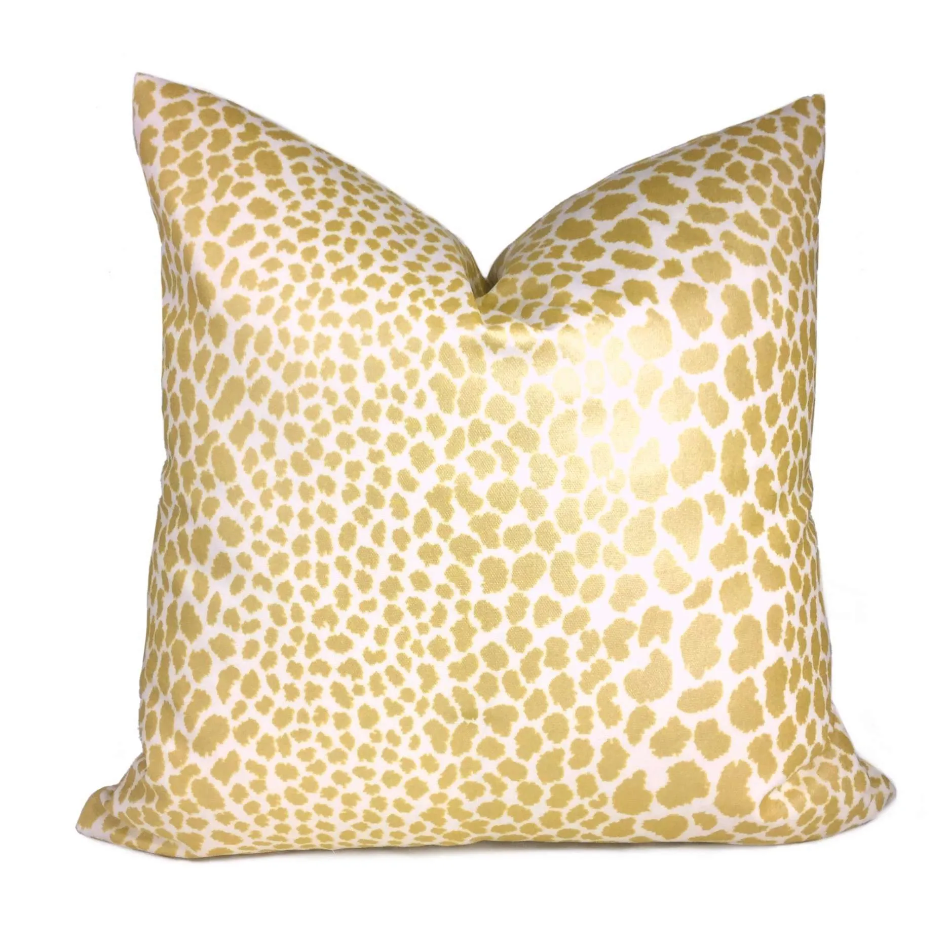 Metallic Gold Cream Leopard Spot Cotton Print Pillow Cover