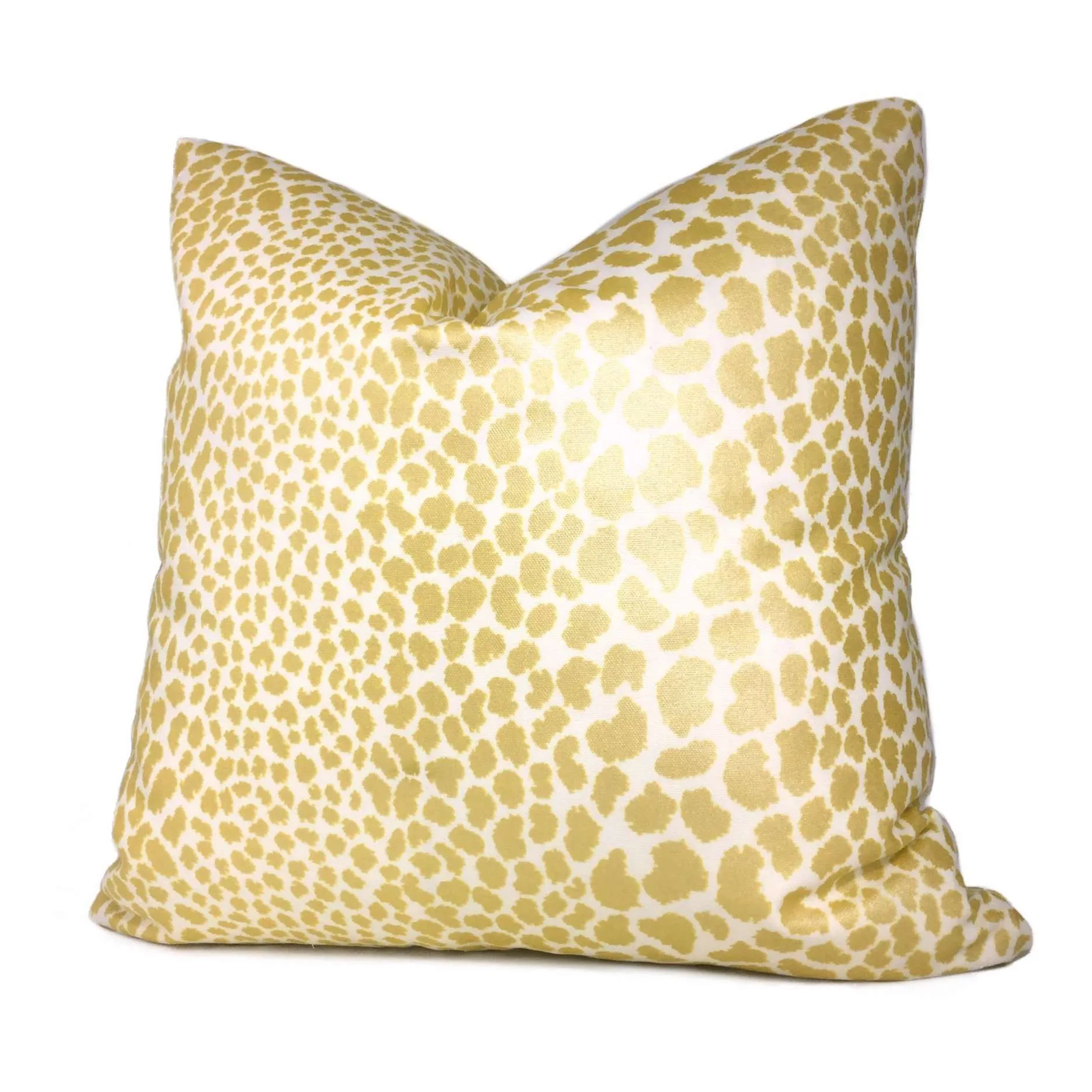 Metallic Gold Cream Leopard Spot Cotton Print Pillow Cover