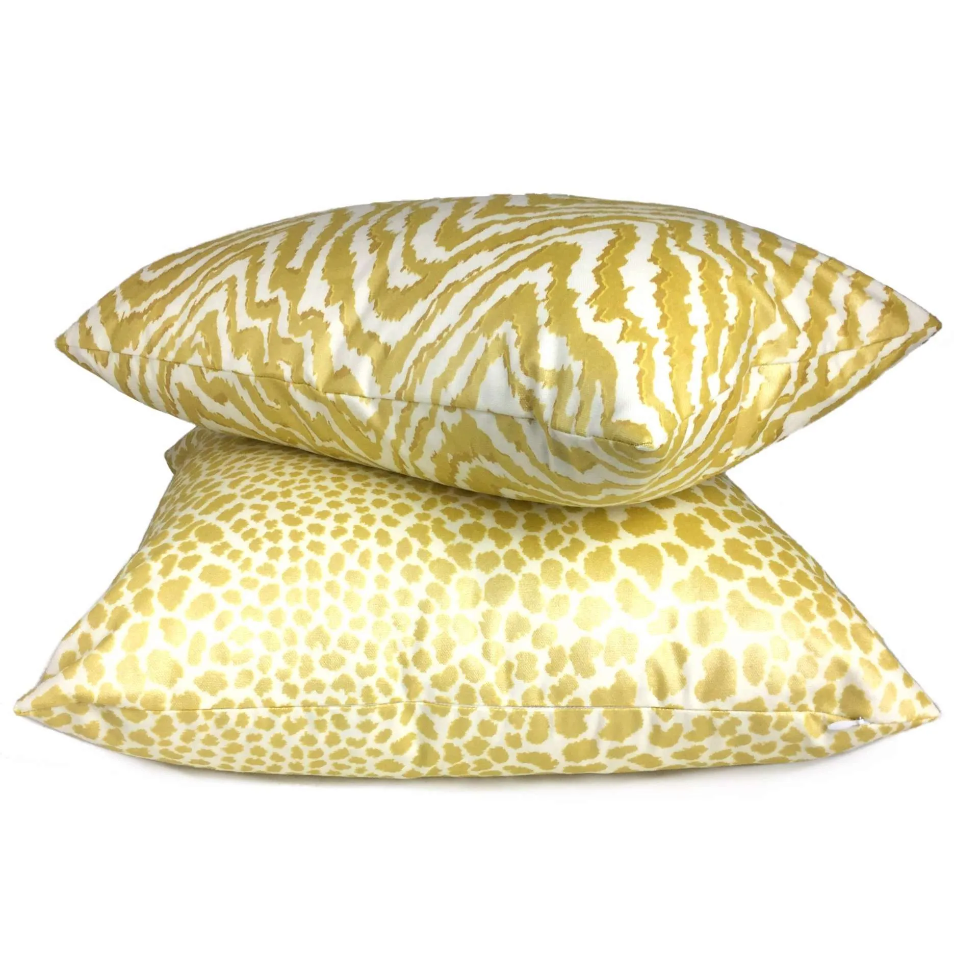 Metallic Gold Cream Leopard Spot Cotton Print Pillow Cover