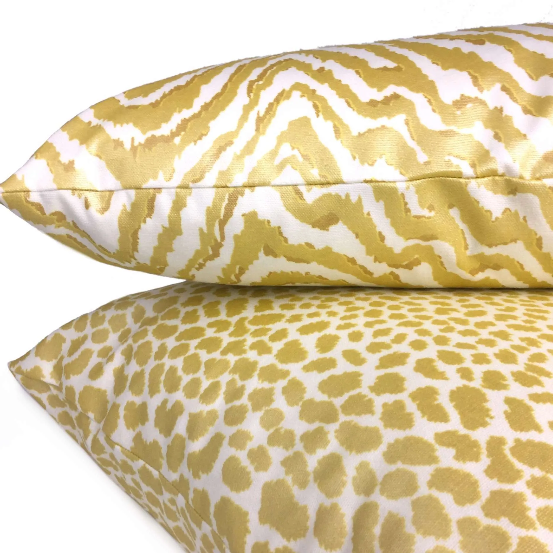 Metallic Gold Cream Leopard Spot Cotton Print Pillow Cover