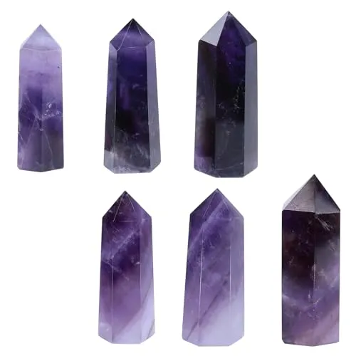 mookaitedecor Healing Crystal Wands 6 Faceted Single Point Reiki Chakra Meditation Home Decor,Amethyst