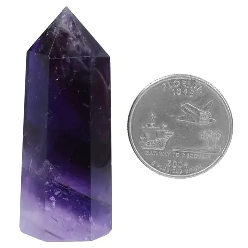 mookaitedecor Healing Crystal Wands 6 Faceted Single Point Reiki Chakra Meditation Home Decor,Amethyst