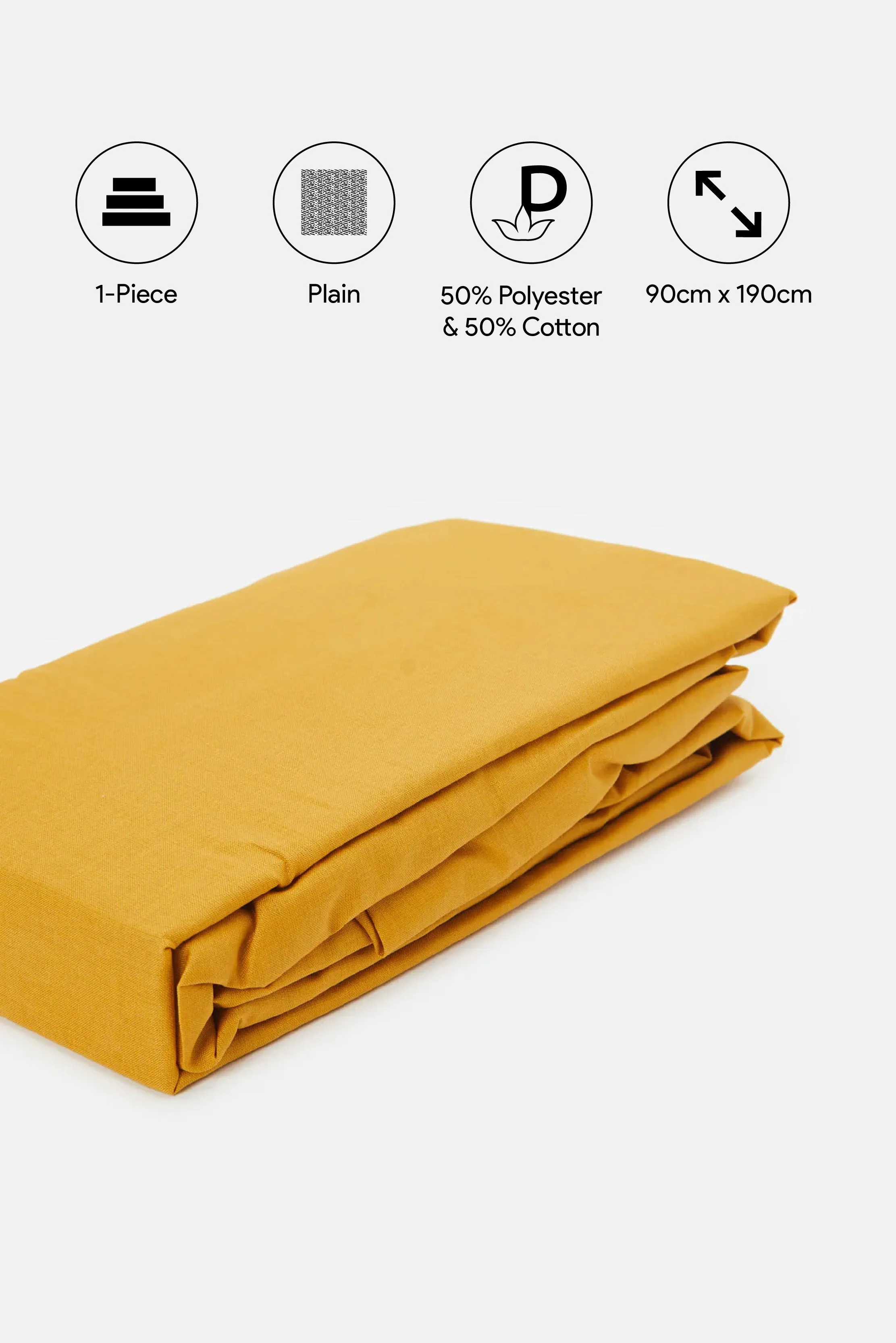 Mustard Plain Fitted Sheet (Single Size)