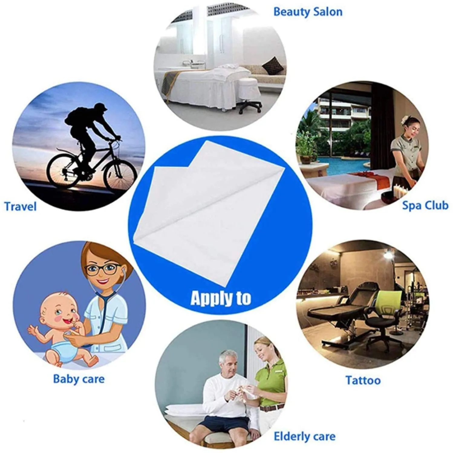 MYOYAY 100 Pcs Disposable Bed Sheets 31" x 71" Non-Woven Fabric Bed Cover Elastic Disposable Bed Covers Spa Massage Table Sheet for Massage Spa Tattoo Hotel Beauty Salon (White)