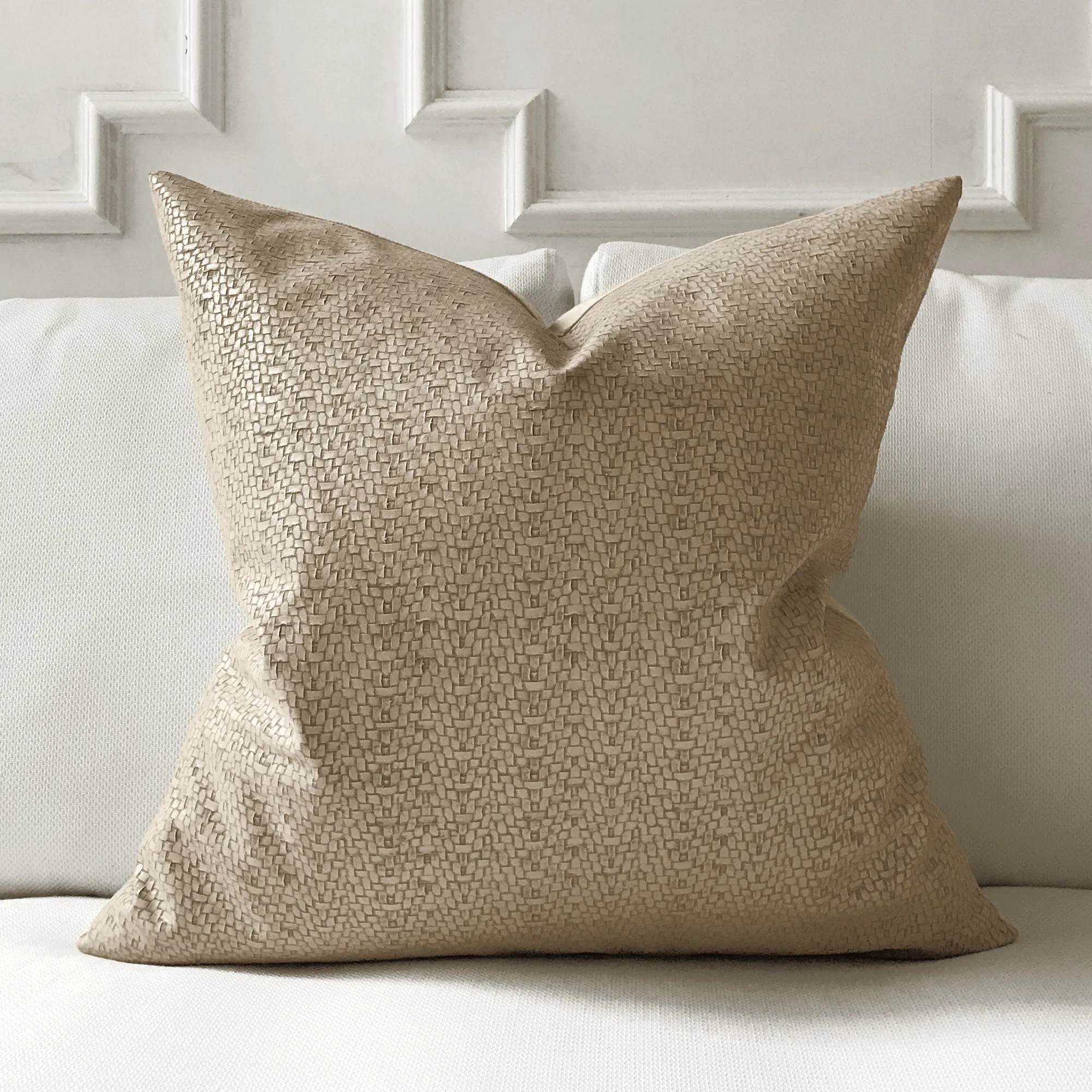 Oat Basket Woven Throw Pillow Cover 24x24